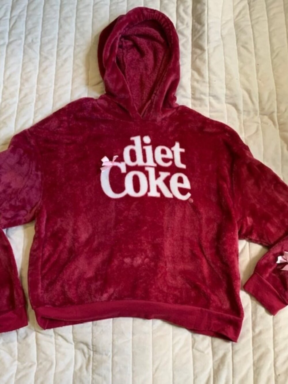Women's Barely Worn Diet Coke Hoodie Sweatshirt Fleece Plush Cozy Sz XL Pullover